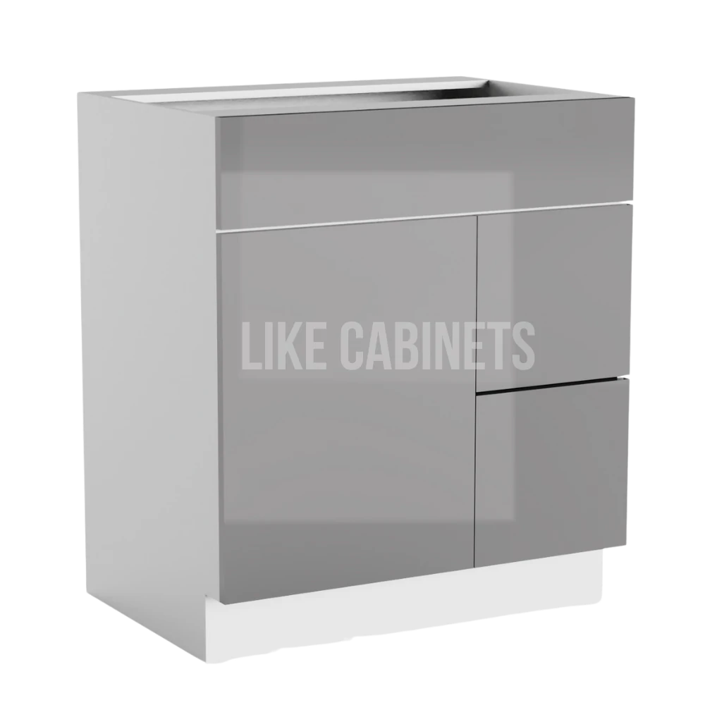 High Gloss Gray 30'' W Vanity Combo with Drawers