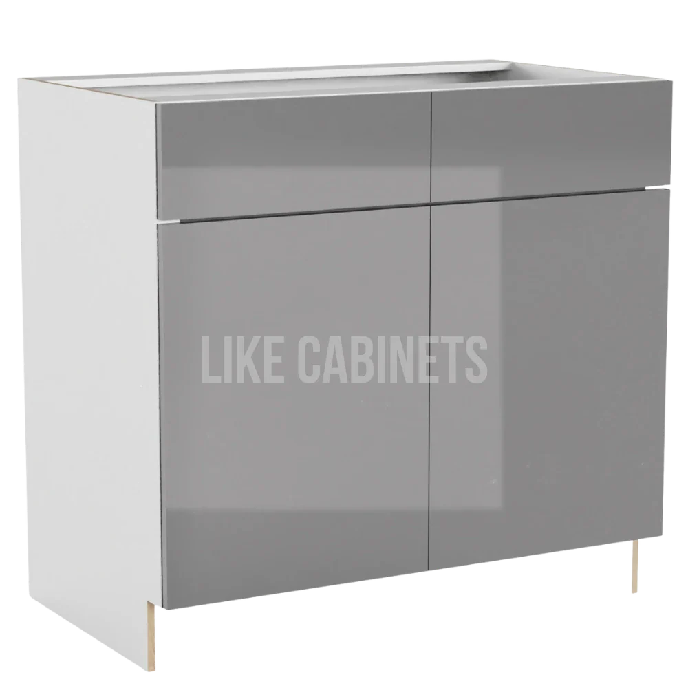 High Gloss Gray Vanity Sink Base Cabinet