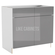 High Gloss Gray Vanity Sink Base Cabinet