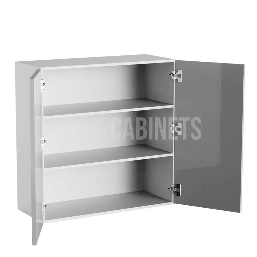Frameless Gloss Gray 30''H Double Door Wall Cabinet