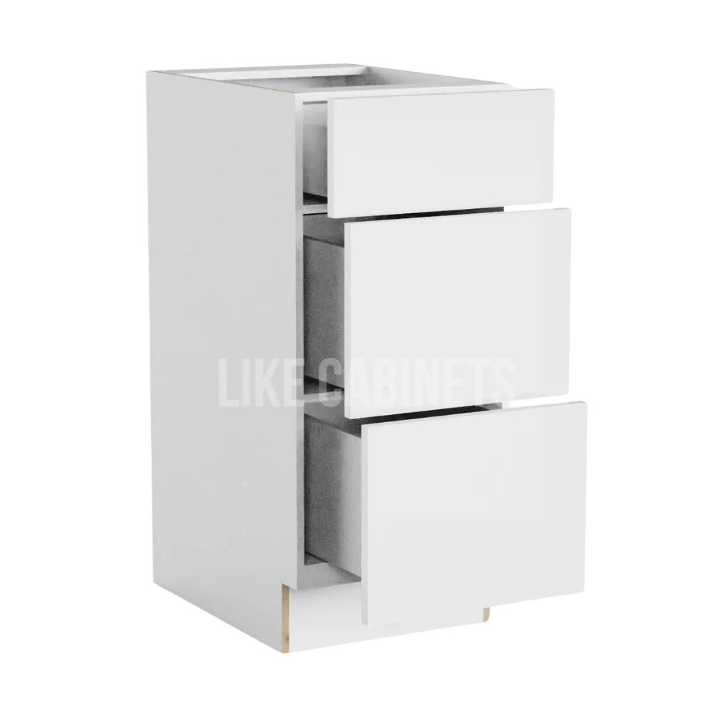 High Gloss White Vanity Three Drawer Base Cabinet