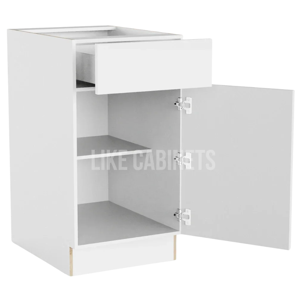 High Gloss White Cabinet with Single Door & Drawer