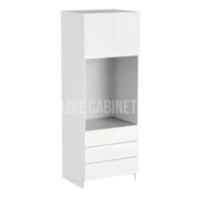 High Gloss White 30'' W Double Door Oven Pantry Cabinet with Three Drawers