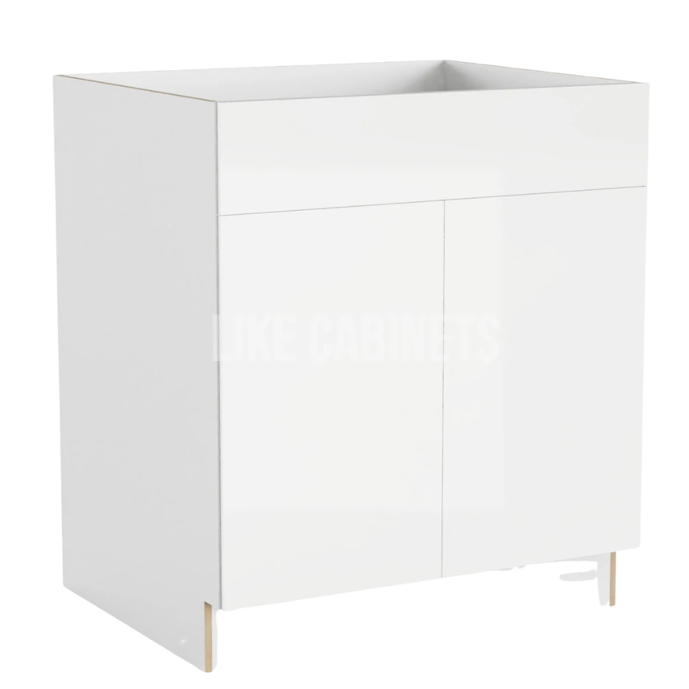High Gloss Sink Base with Double Doors and False Drawer
