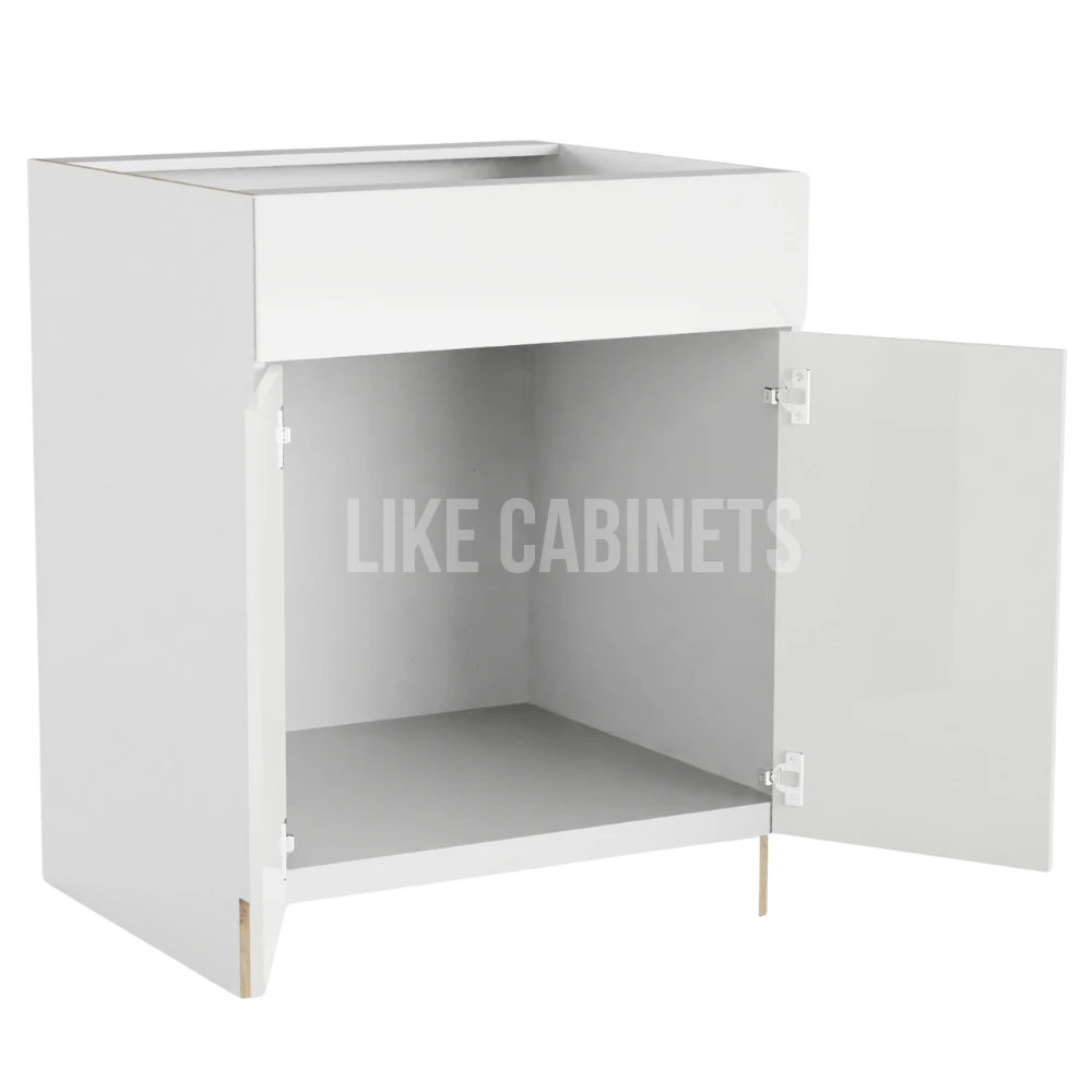 High Gloss Sink Base with Double Doors and False Drawer