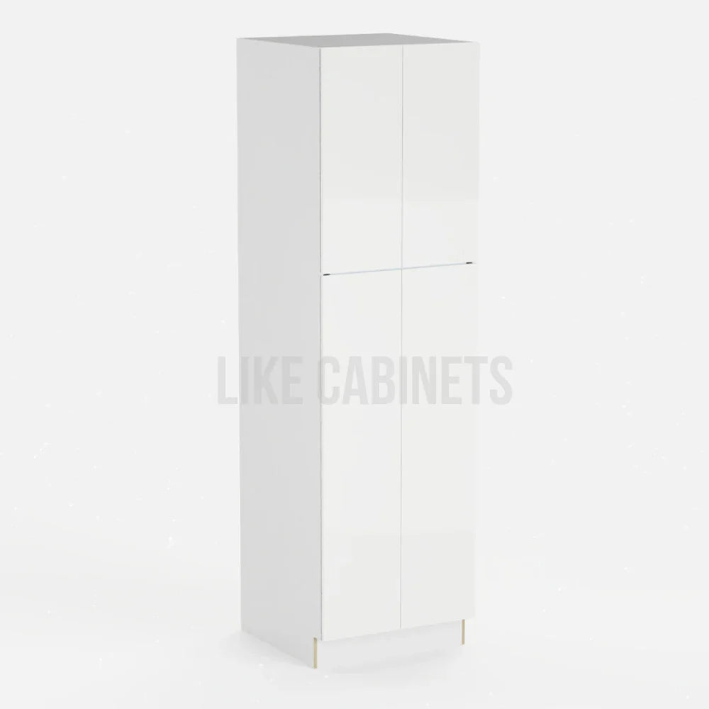 High Gloss White 24'' W Two Double Door Utility Pantry Cabinet