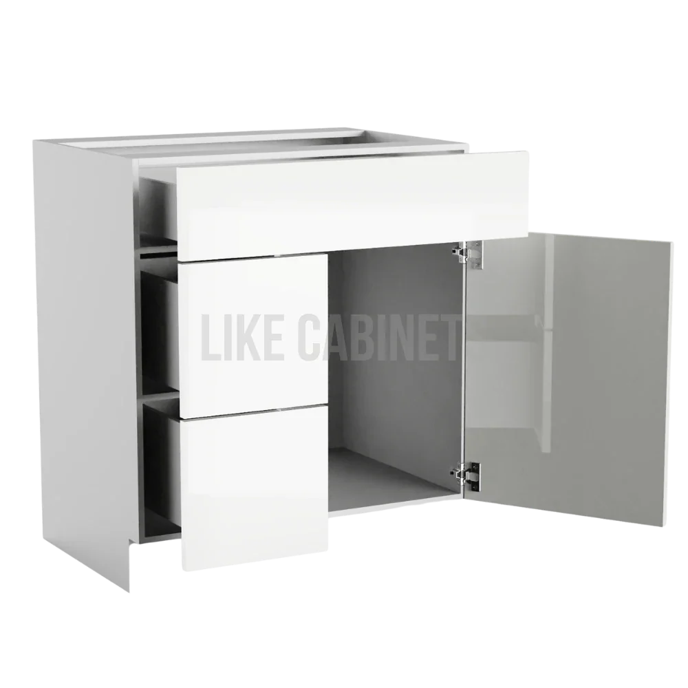 High Gloss White 30'' W Vanity Combo with Drawers