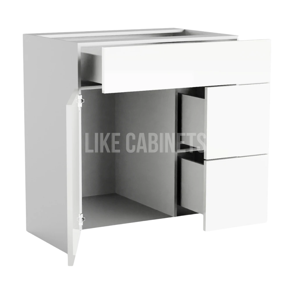 High Gloss White 30'' W Vanity Combo with Drawers