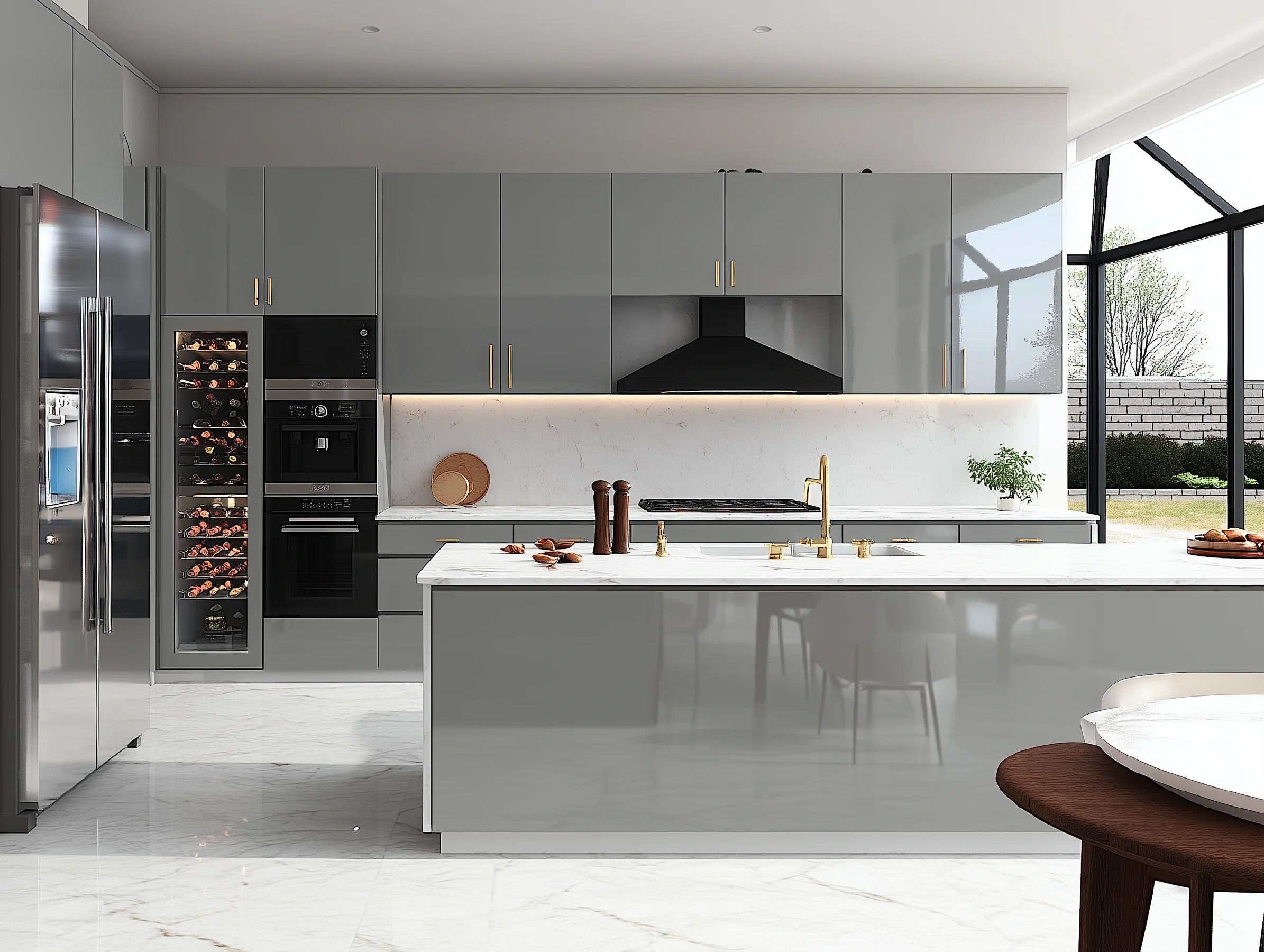 High Gloss Gray 24'' H Double Door Wall Cabinet