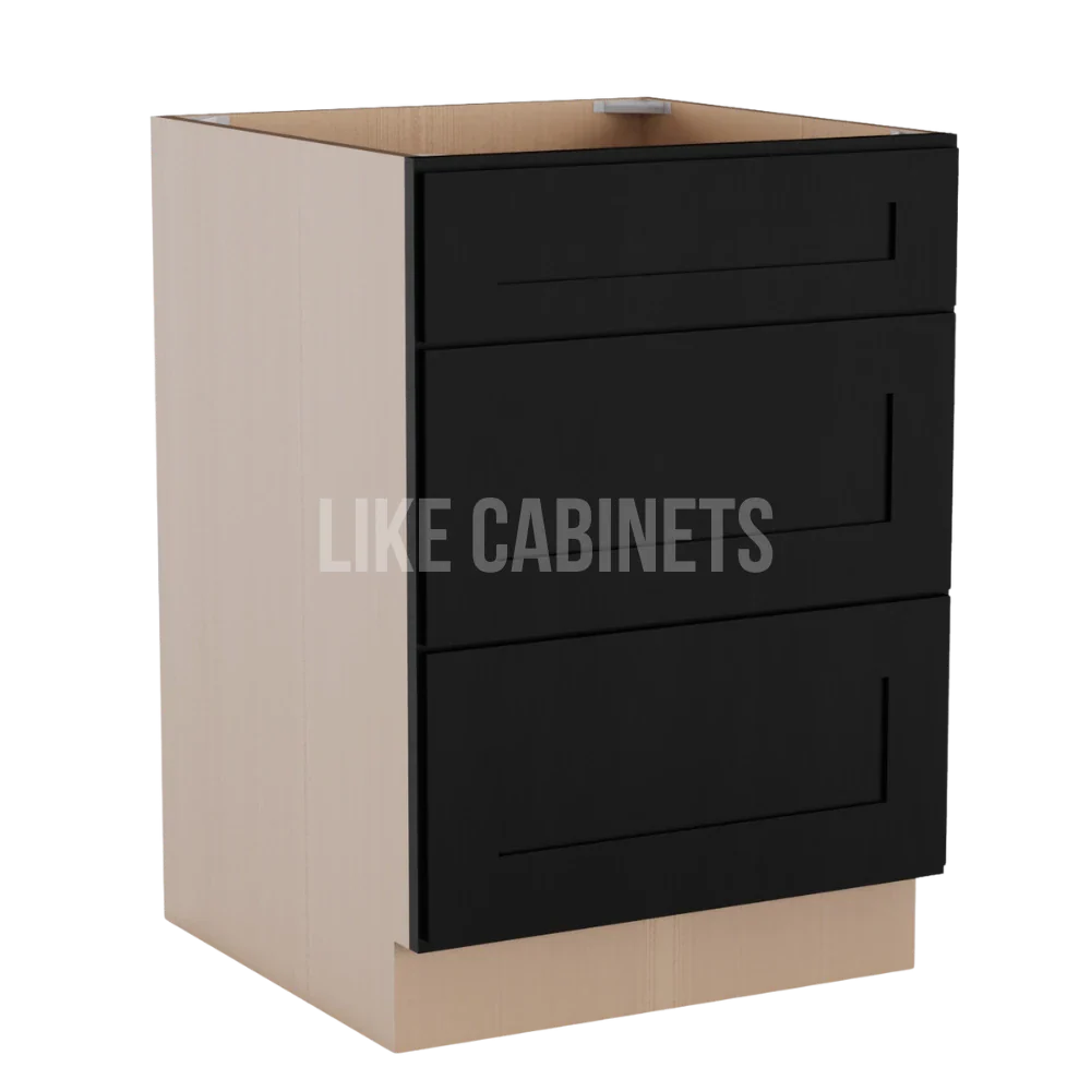 Iron Black Three Drawer Base Cabinet