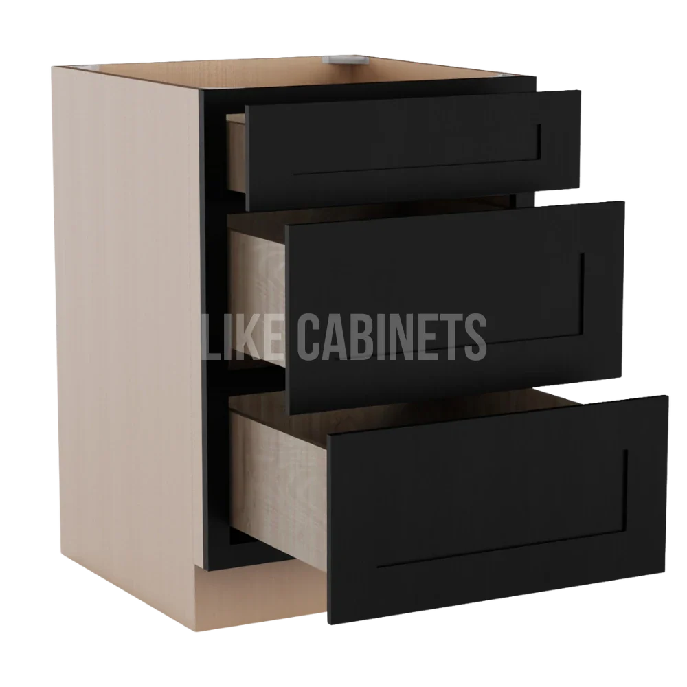 Iron Black Three Drawer Base Cabinet