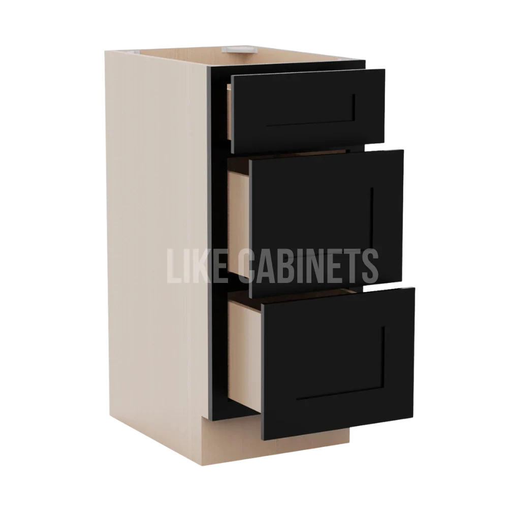 Iron Black Vanity Three Drawer Base Cabinet