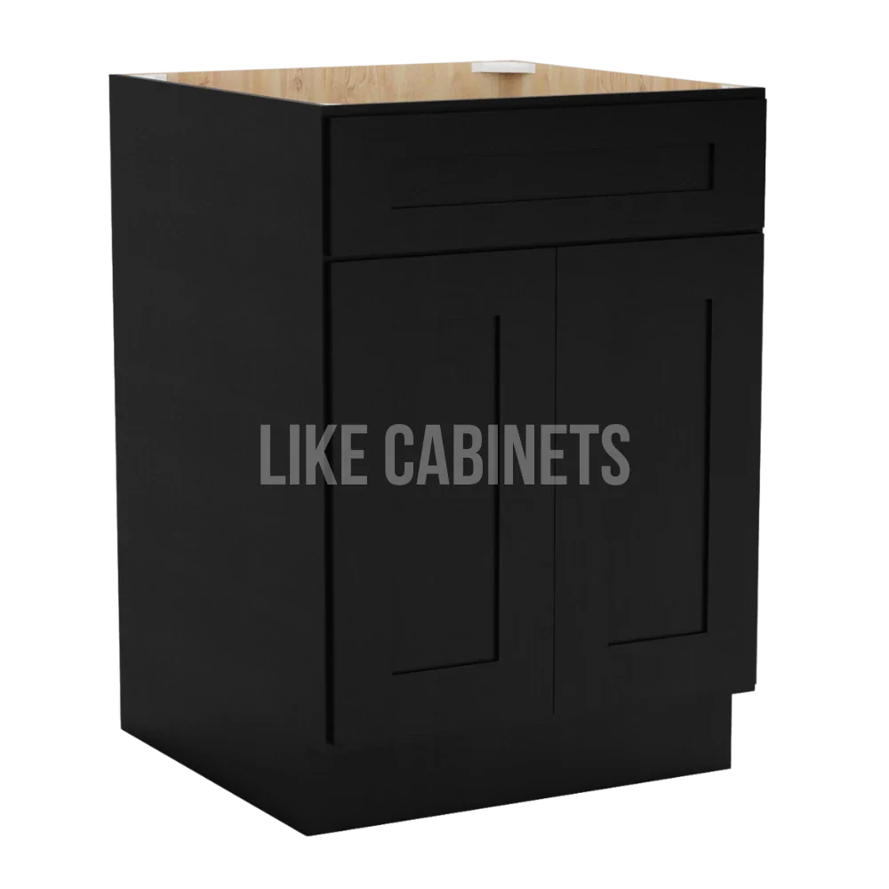 Iron Black Base Cabinet with Double Doors & Single Drawer
