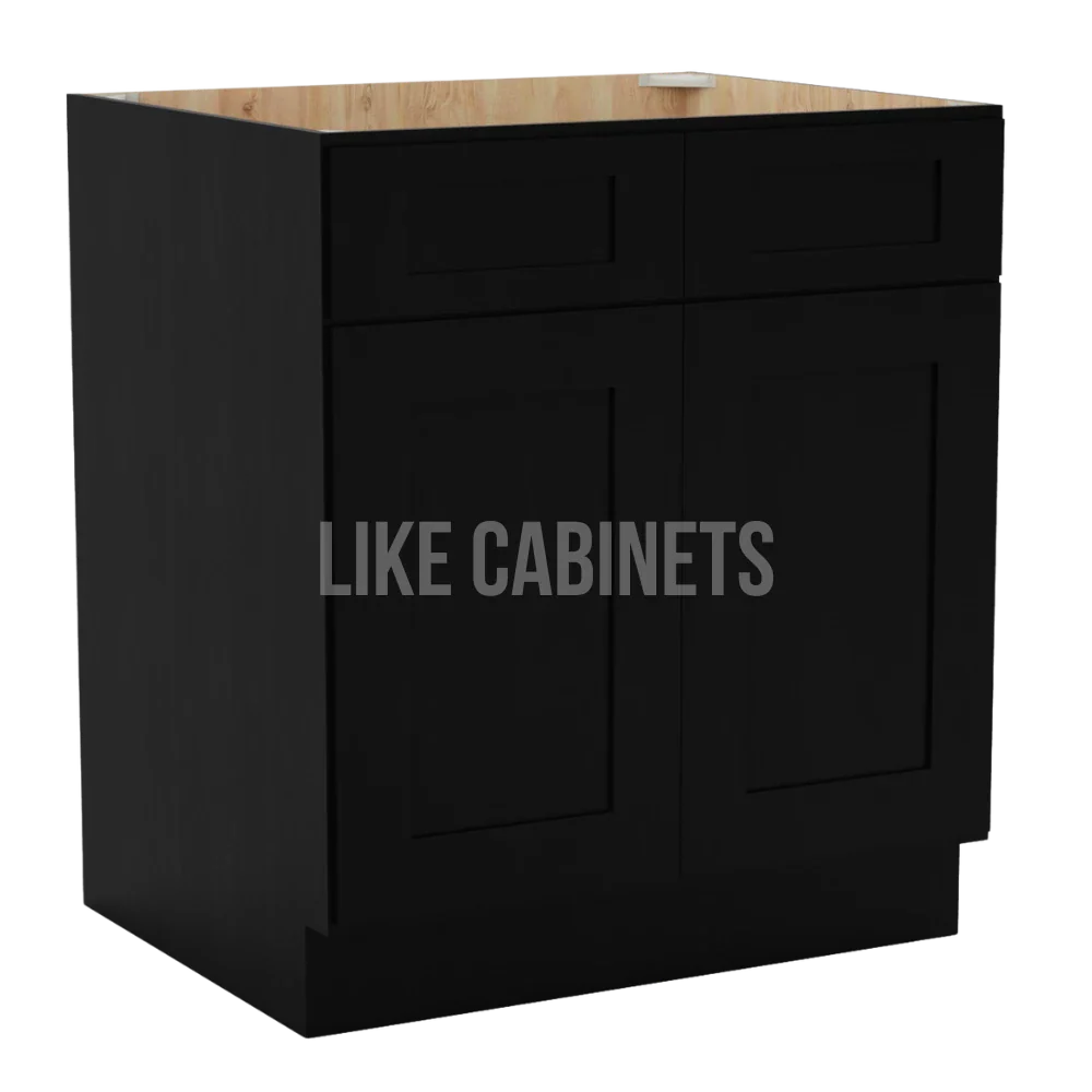 Iron Black Base Cabinet with Double Doors and Drawers