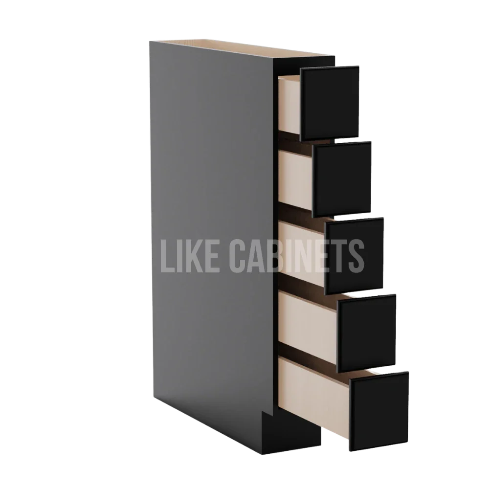 Iron Black Base Spice Cabinet with 5 Drawers