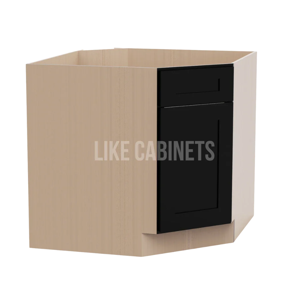 Iron Black Corner Sink Base Cabinet with False Drawer