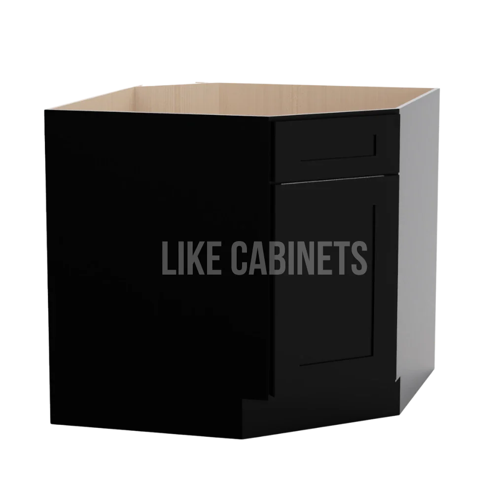 Iron Black Corner Sink Base Cabinet with False Drawer