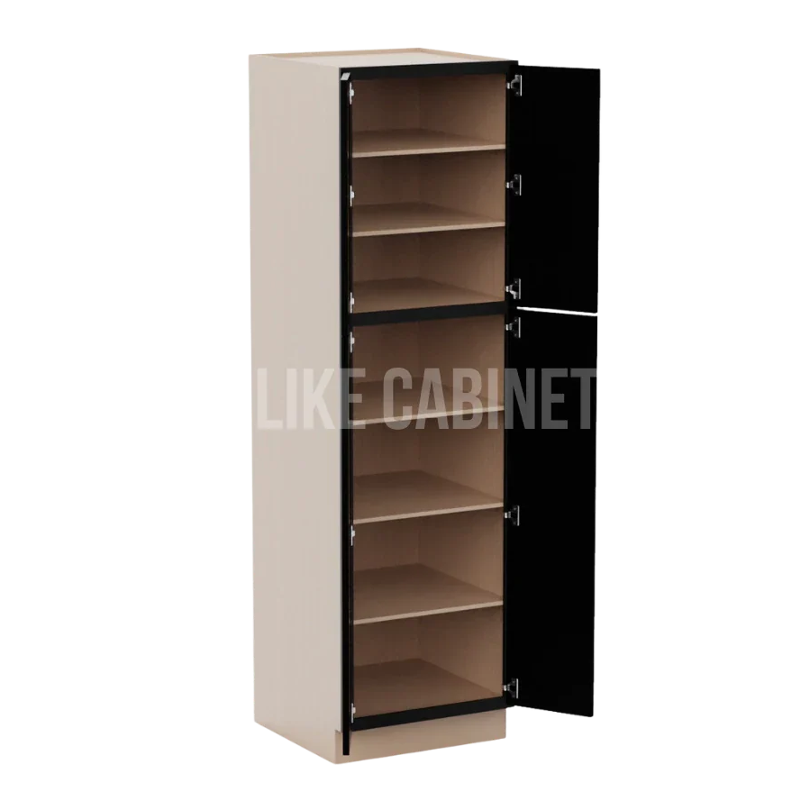 Iron Black 24'' W Two Double Door Utility Pantry Cabinet