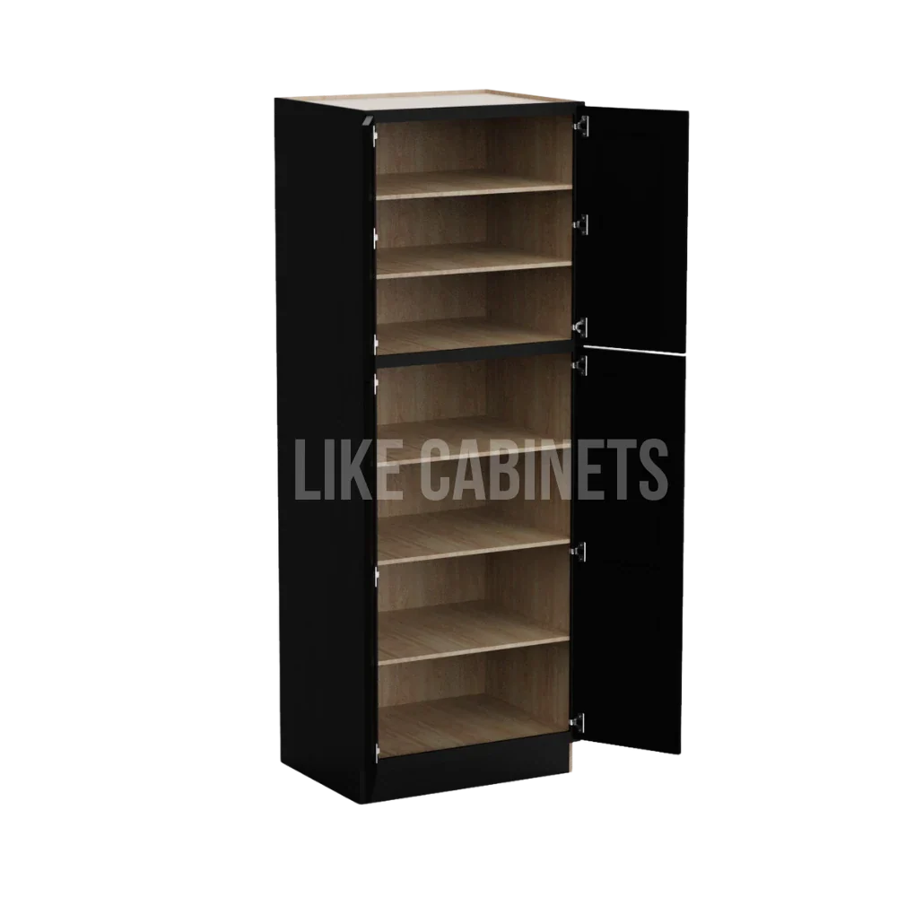 Iron Black 30''W Two Double Door Utility Pantry Cabinet