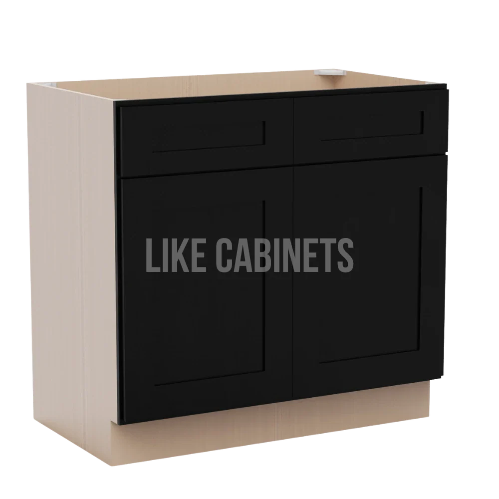 Iron Black Double Vanity Sink Base Cabinet