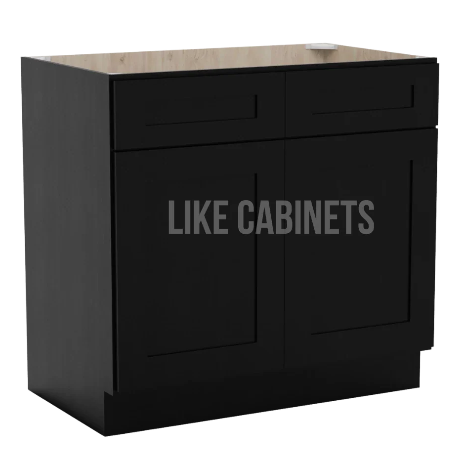 Iron Black Double Vanity Sink Base Cabinet