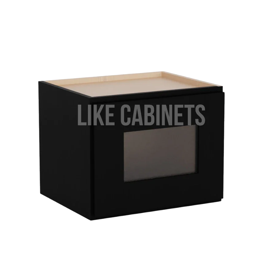 Iron Black 12'' H Single Door Wall Cabinet Glass Door