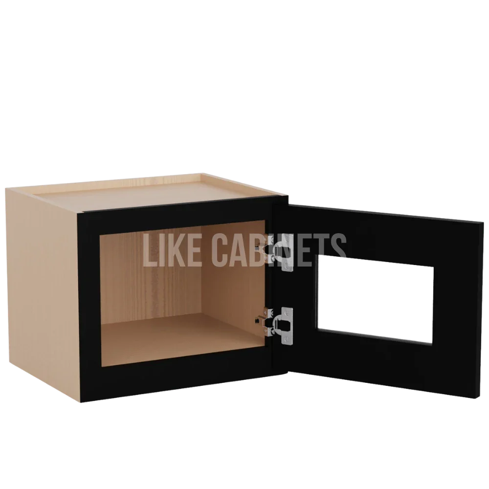 Iron Black 12'' H Single Door Wall Cabinet with Glass Door