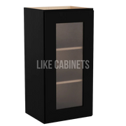 Iron Black 30'' H Single Door Wall Cabinet with Glass Door