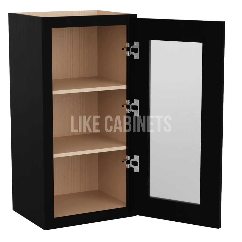 Iron Black 30'' H Single Door Wall Cabinet with Glass Door