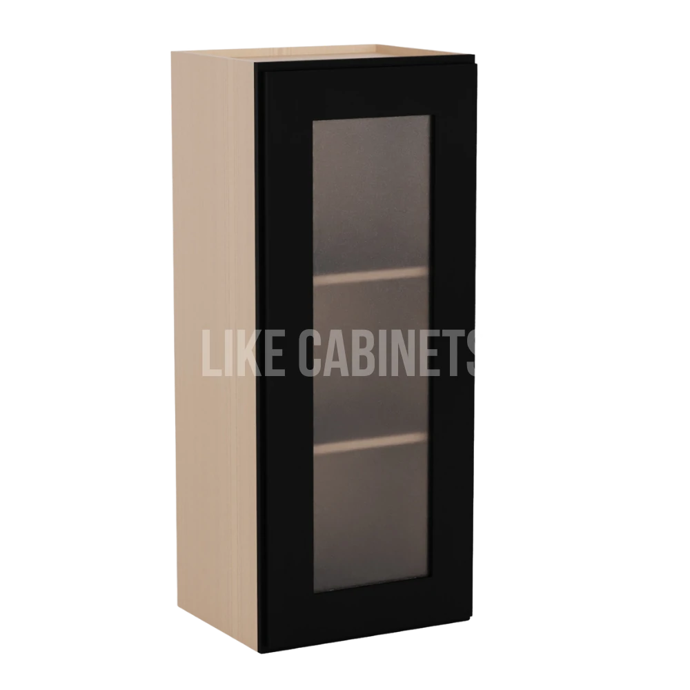 Iron Black 36'' H Single Door Wall Cabinet Glass Door