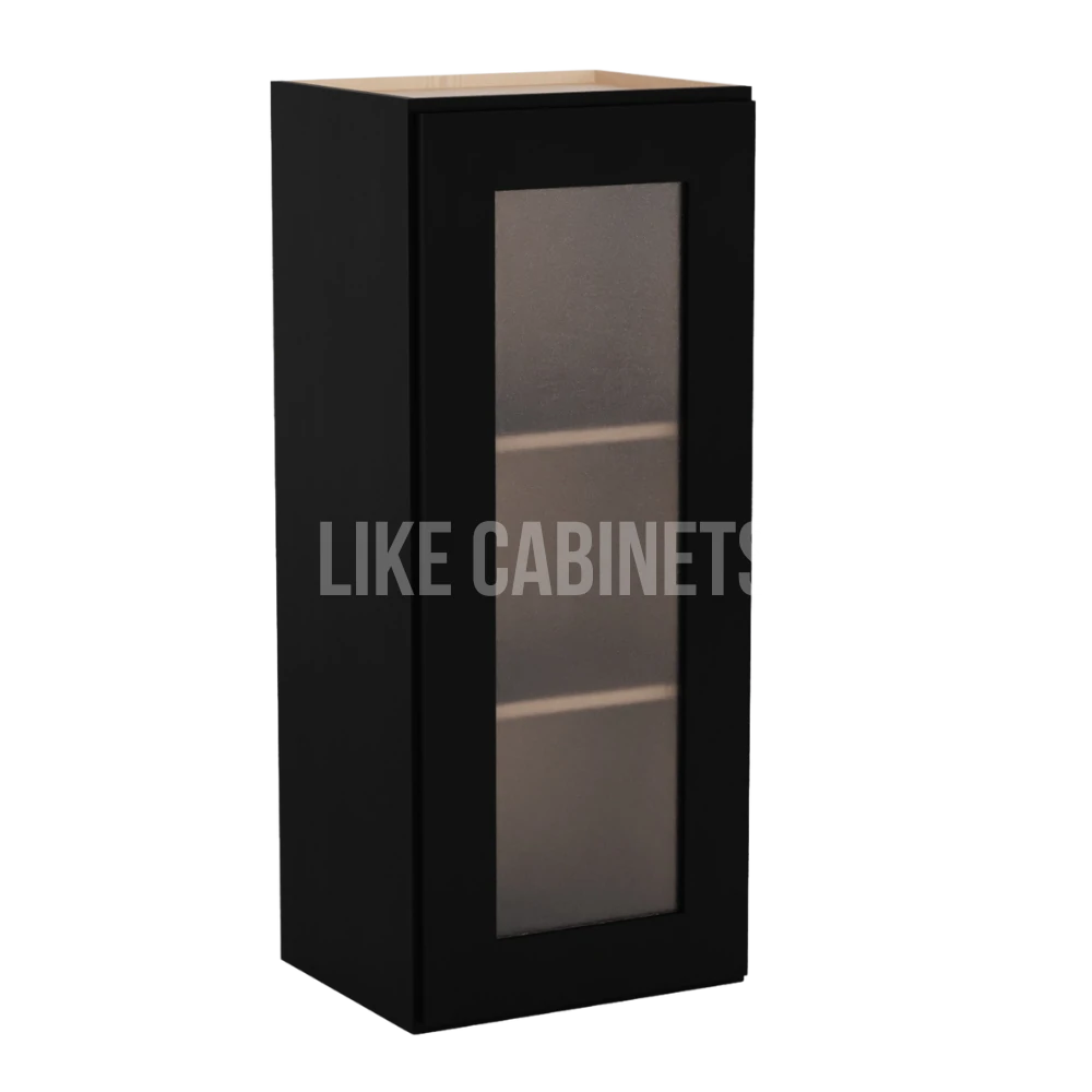Iron Black 36'' H Single Door Wall Cabinet Glass Door