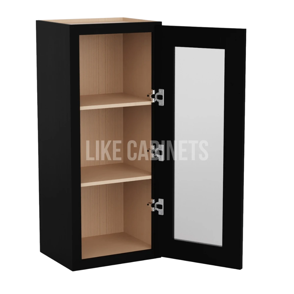 Iron Black 36'' H Single Door Wall Cabinet Glass Door