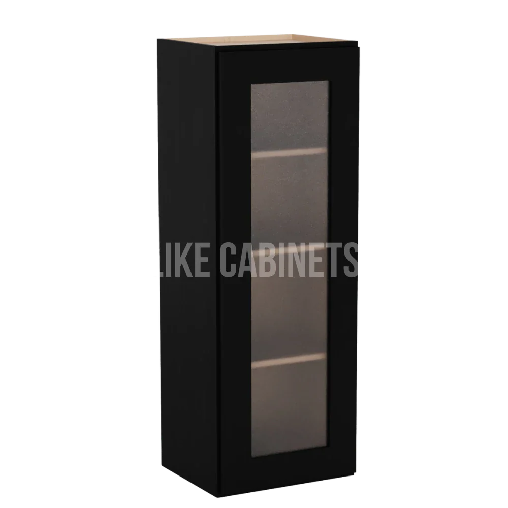 Iron Black 42'' H Single Door Wall Cabinet with Glass Door