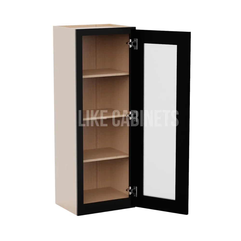Iron Black 42'' H Single Door Wall Cabinet with Glass Door