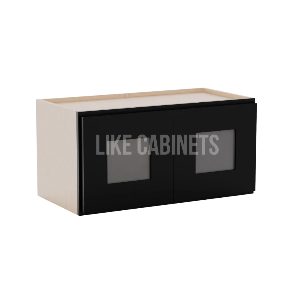 Iron Black 36'' H Single Door Wall Cabinet with Glass Door