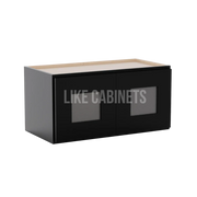 Iron Black 36'' H Single Door Wall Cabinet with Glass Door