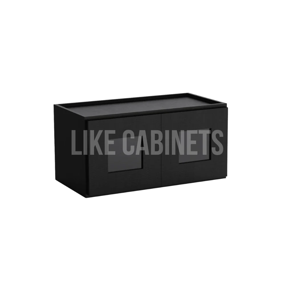 Iron Black 12'' H Double Door Wall Cabinet with Glass Doors