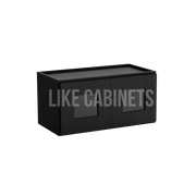 Iron Black 12'' H Double Door Wall Cabinet with Glass Doors