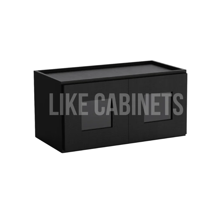 Iron Black 12'' H Double Door Wall Cabinet with Glass Doors