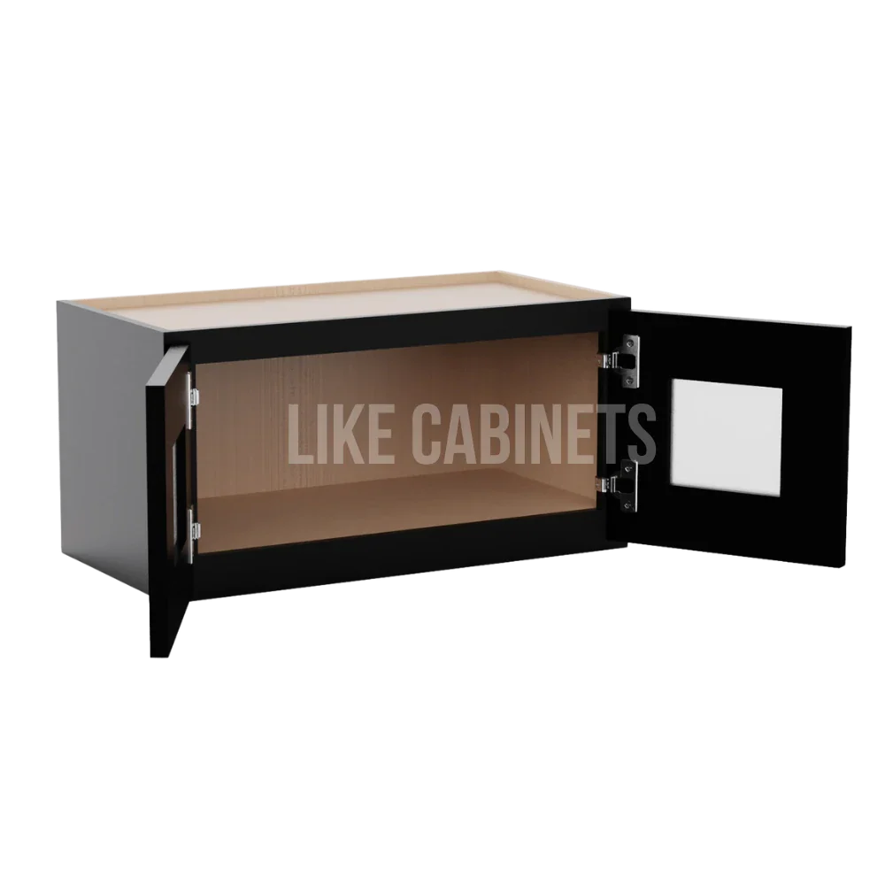 Iron Black 36'' H Single Door Wall Cabinet with Glass Door