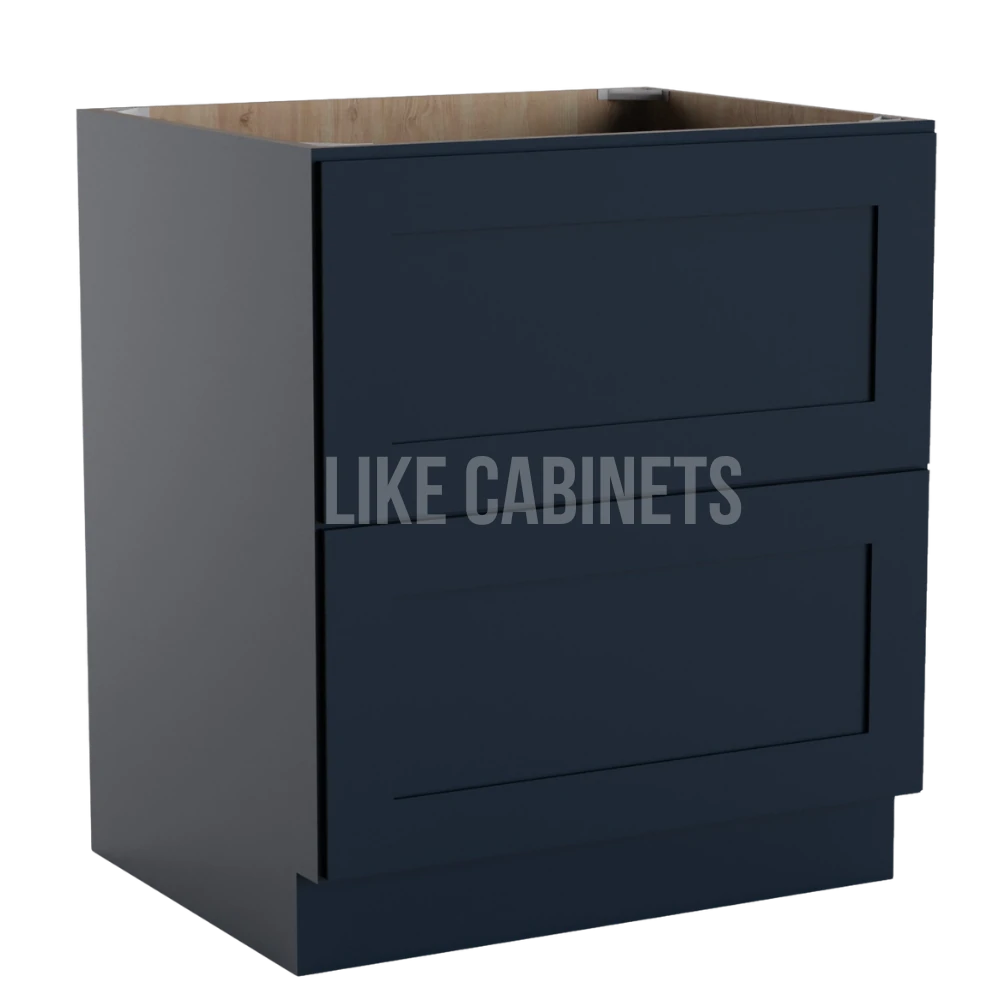 Navy Blue Shaker Two Drawer Base Cabinet