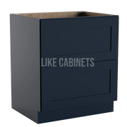 Navy Blue Shaker Two Drawer Base Cabinet