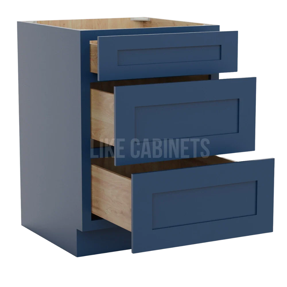 Navy Blue Shaker Three Drawer Base