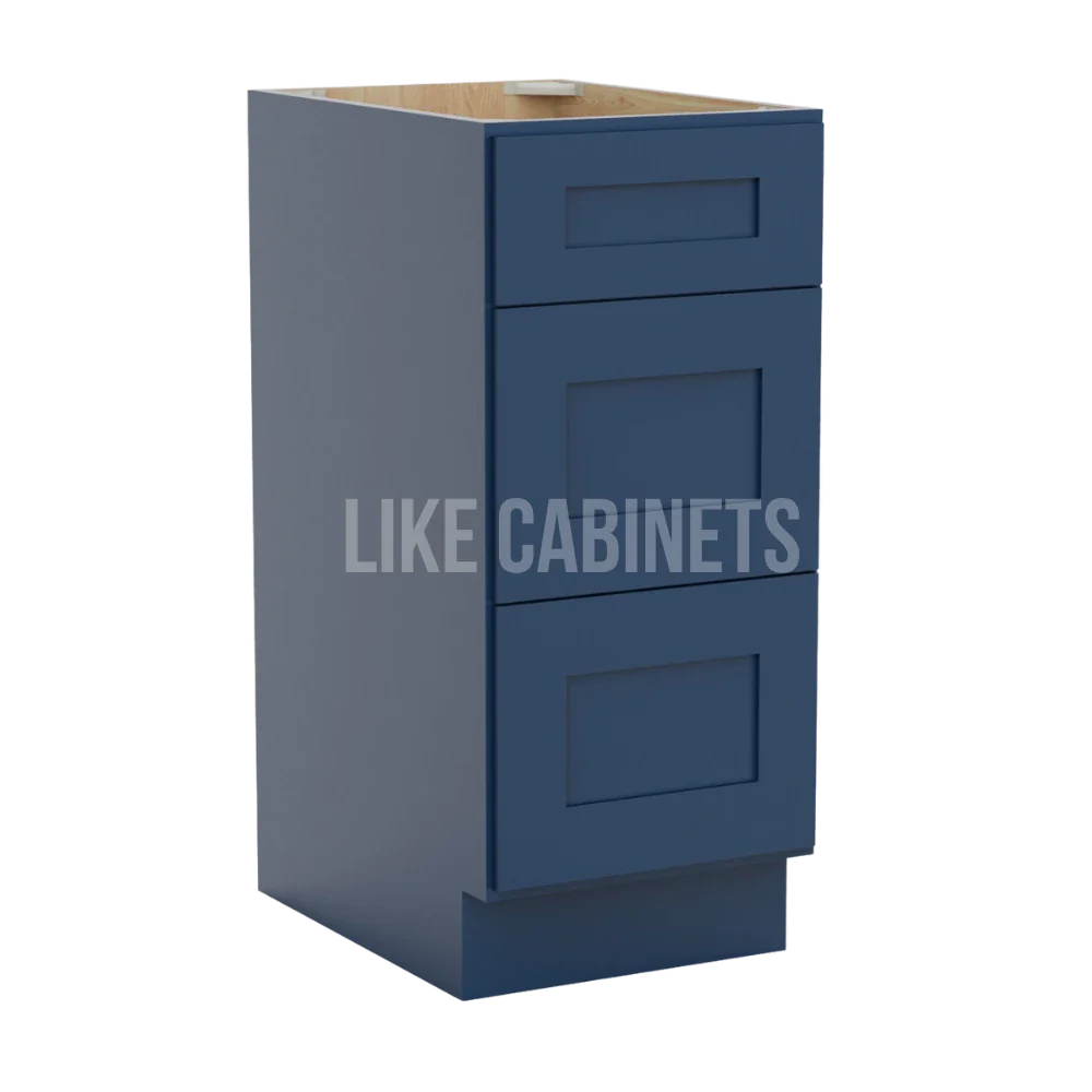 Navy Blue Shaker Vanity Three Drawer Base Cabinet