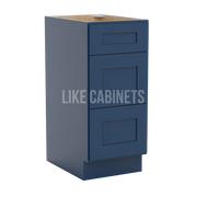 Navy Blue Shaker Vanity Three Drawer Base Cabinet