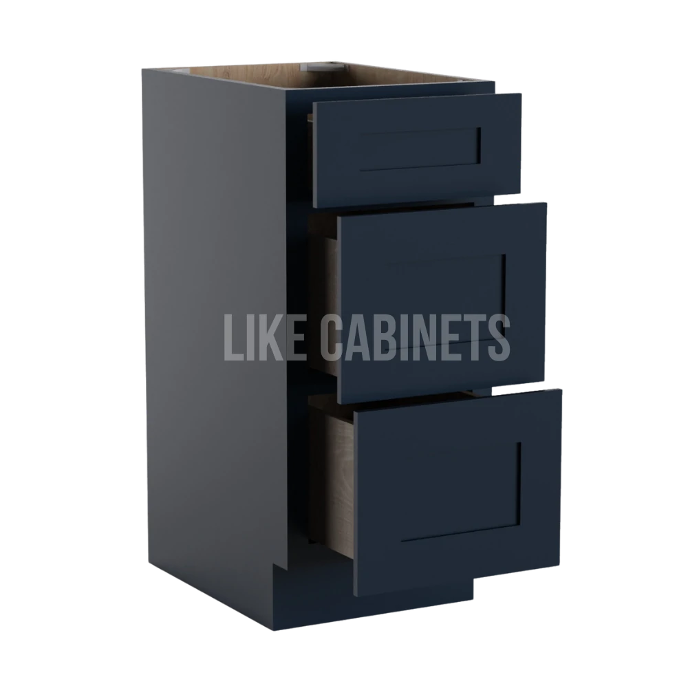 Navy Blue Shaker Vanity Cabinet Three Drawer