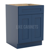 Navy Blue Shaker Base Cabinet with Double Doors & Single Drawer