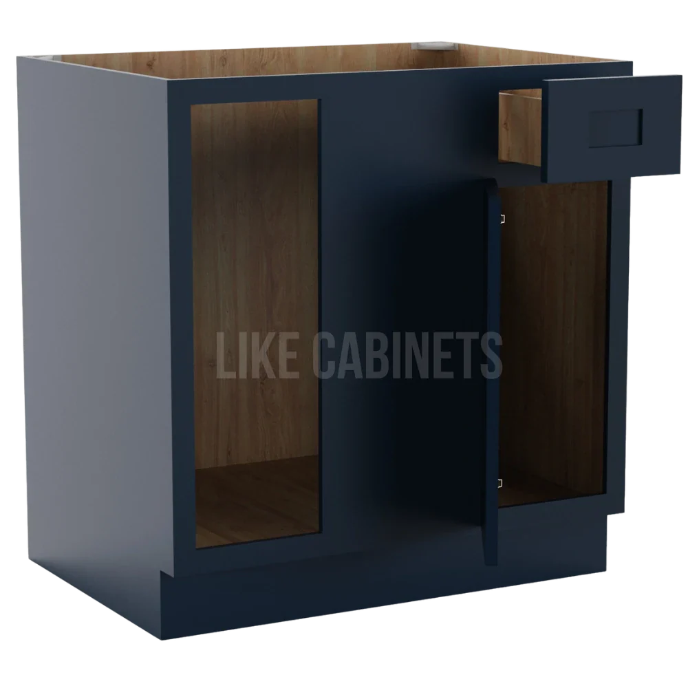 Navy Blue Shaker Blind Corner Base Cabinet (L/R interchangeable)