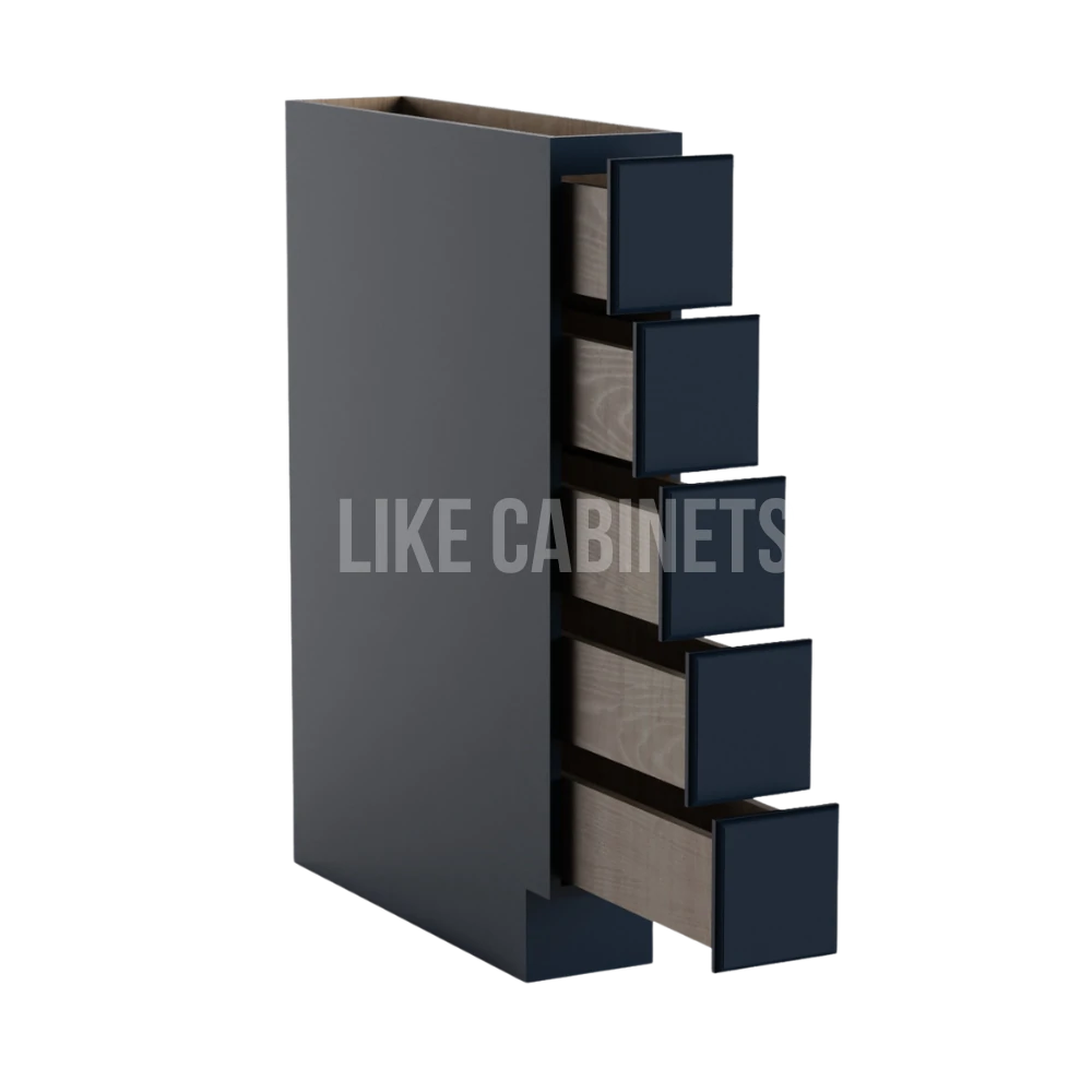 Navy Blue Shaker Base Spice Cabinet with 5 Drawers