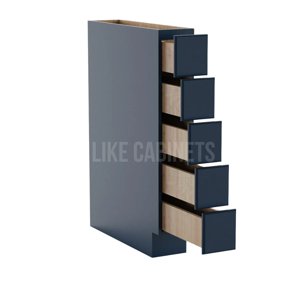 Navy Blue Shaker Base Spice Cabinet with 5 Drawers
